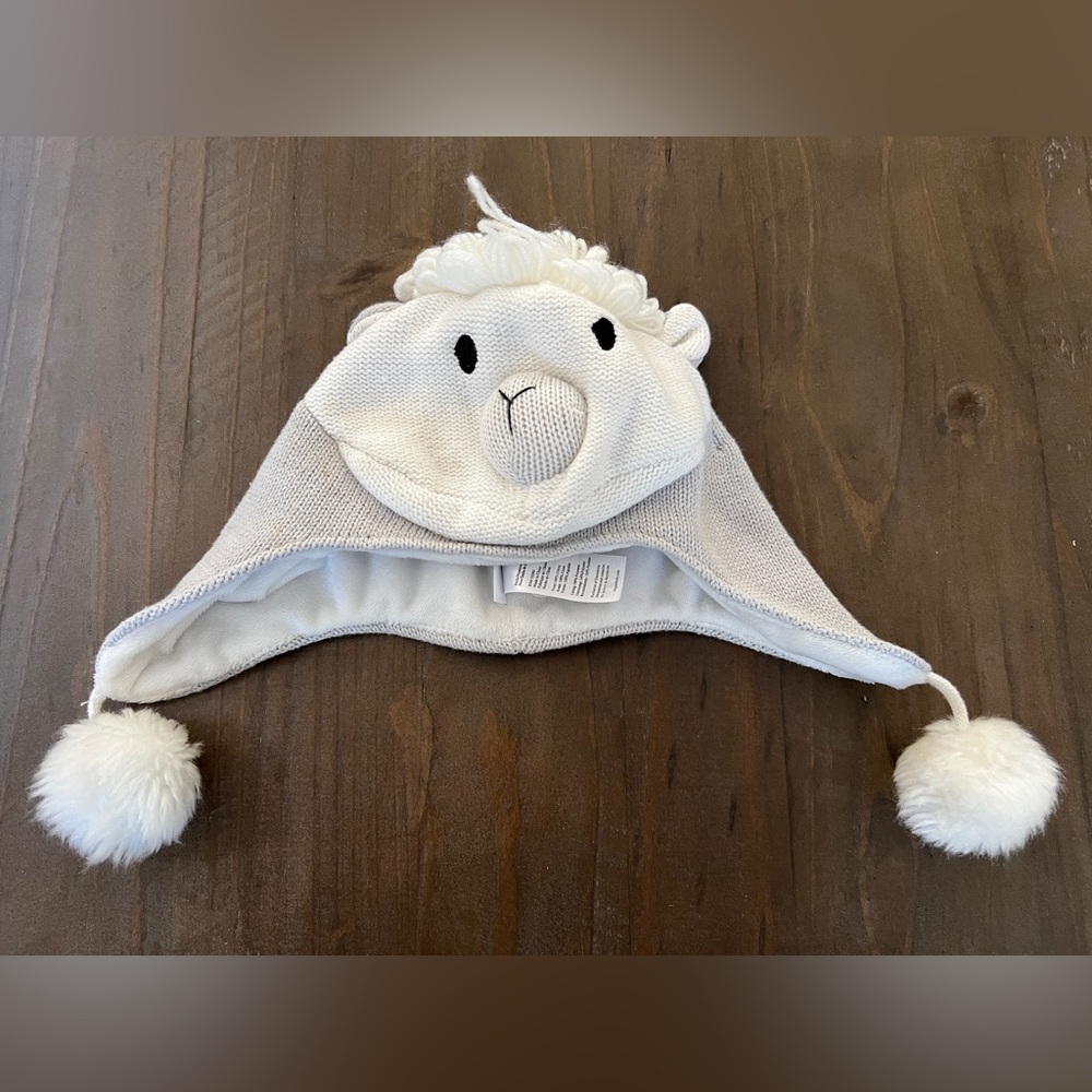 White Plush Polar Bear Hat with Ear Flaps